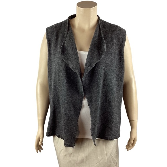 Eileen Fisher Boiled Wool Open Front Vest Charcoal Gray Sleeveless XL - Picture 1 of 7